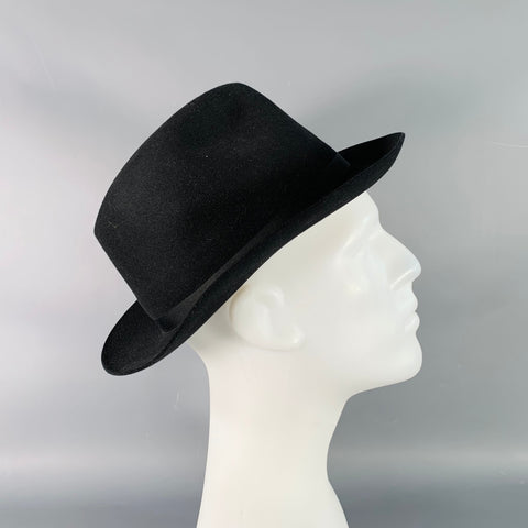 NEIMAN MARCUS Vintage Size 7 1/8 Weekender Black Fur Felt Fedora Hat