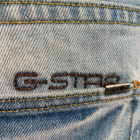 G-STAR Size 36 Blue Distressed Cotton Tapered Button Fly Jeans