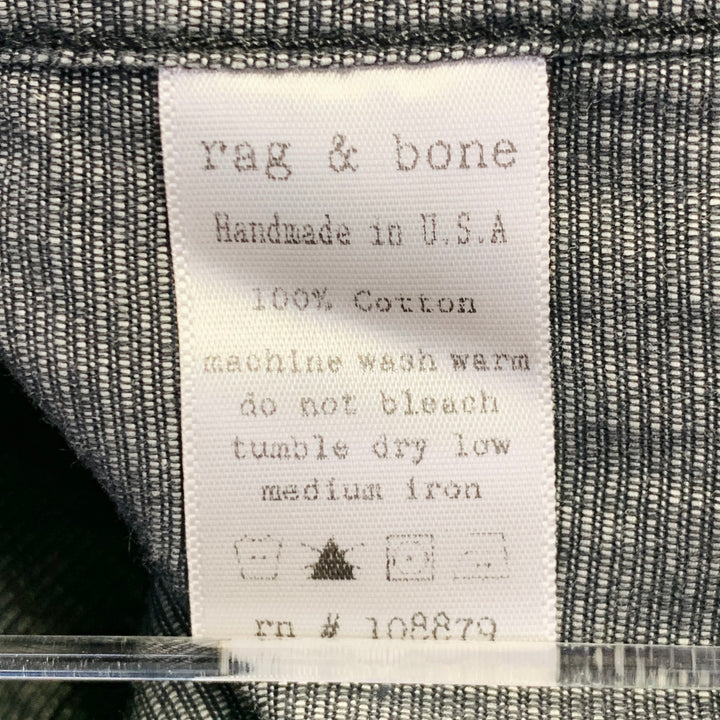 RAG & BONE Size M Grey Wrinkled Cotton Two Pockets Long Sleeve Shirt