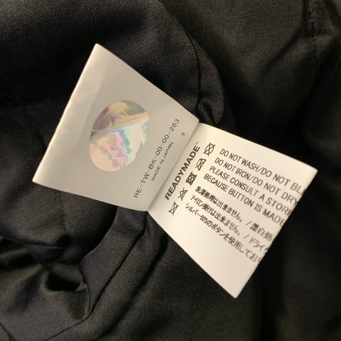 READYMADE Size L Black Tweed Cotton Polyester Collarless Jacket