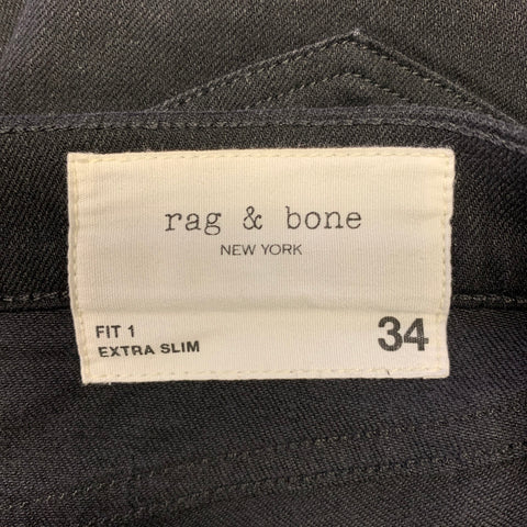 RAG & BONE Size 34 Black Heather Cotton Blend Button Up Jeans