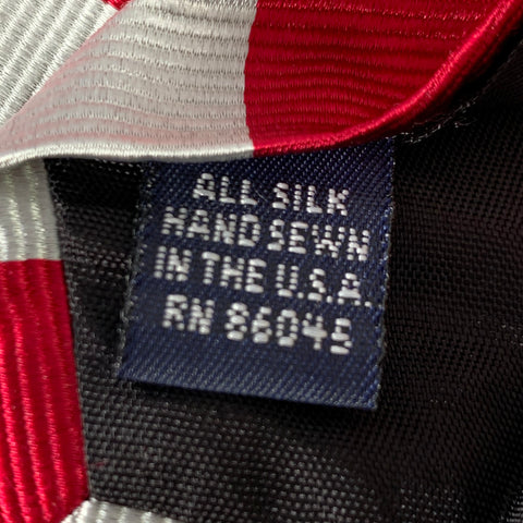 O'CONNELL'S Red Silver Diagonal Stripe Silk Tie
