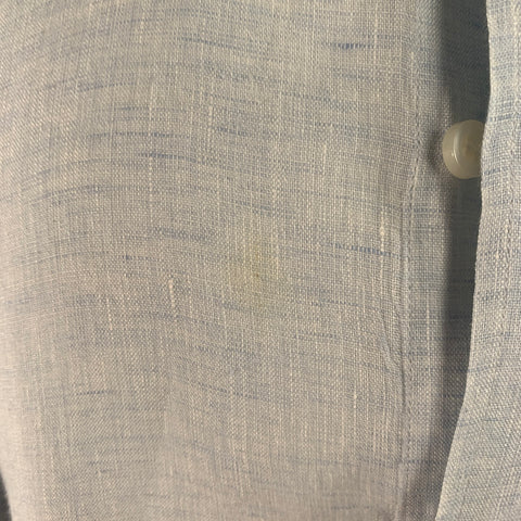 FLORENTINO Size M Light Blue Linen Spread Collar Long Sleeve Shirt