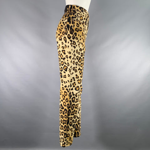ETRO Size 30 Tan Black Cotton  Elastane Leopard Zip Fly Jeans