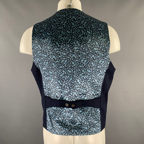 Gilet en laine mélangée à imprimé feuilles bleu TED BAKER