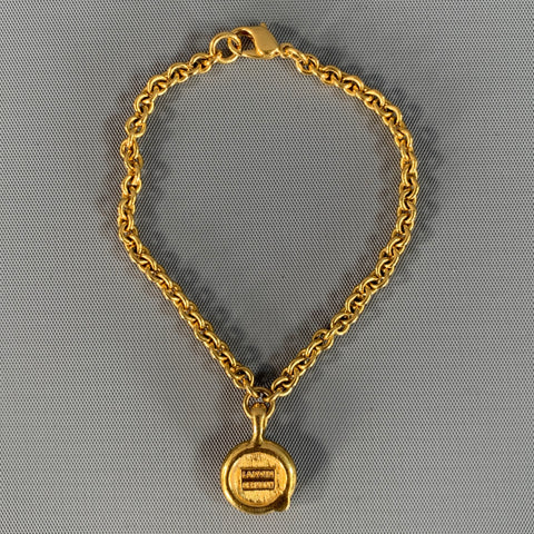 LANVIN Gold Shimmer Metallic Charm Bracelet