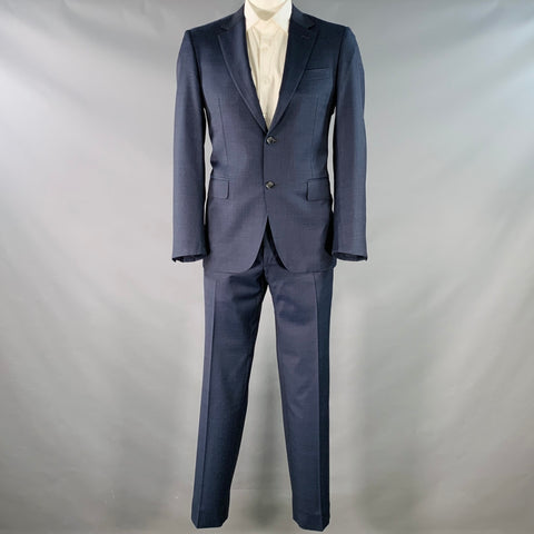 CANALI Size 42 Blue Grey Stripe Wool Single Breasted Notch Lapel Suit