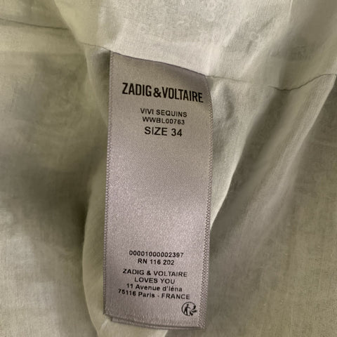 ZADIG & VOLTAIRE Chest Size 34 Silver Sequined Polyester Notch Lapel Sport Coat