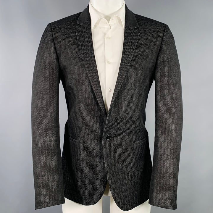 CALVIN KLEIN COLLECTION Size 38 Black Grey Textured Sport Coat