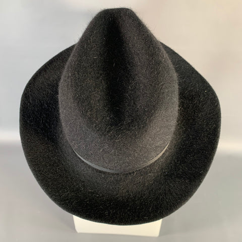 VINTAGE One Size Black Felt Wool Fedora Hat