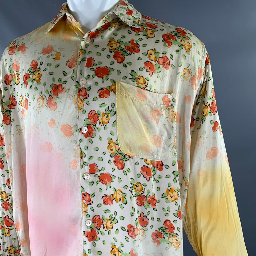 MARNI Size M Distressed Floral Long Sleeve Long Sleeve Shirt