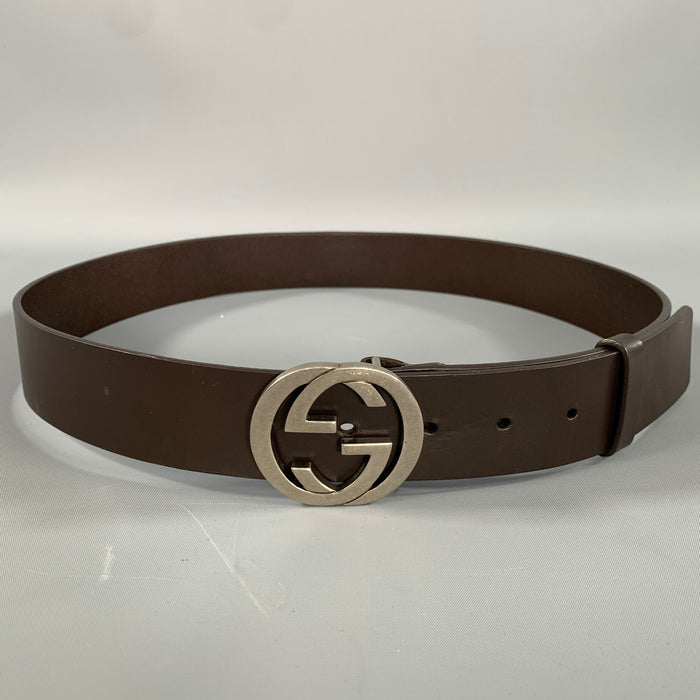 GUCCI Size 32 Brown Solid Leather Belt