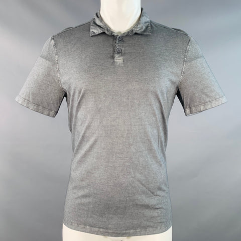 JOHN VARVATOS Size M Grey Marbled Cotton Short Sleeve Polo