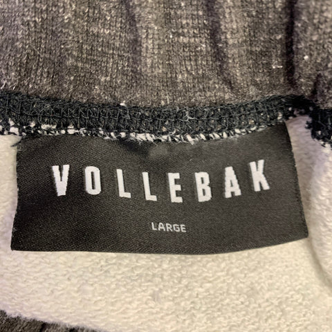 VOLLEBAK Taille L Gris Blanc Contraste Bordure Coton Chanvre Pantalon de survêtement Pantalon décontracté