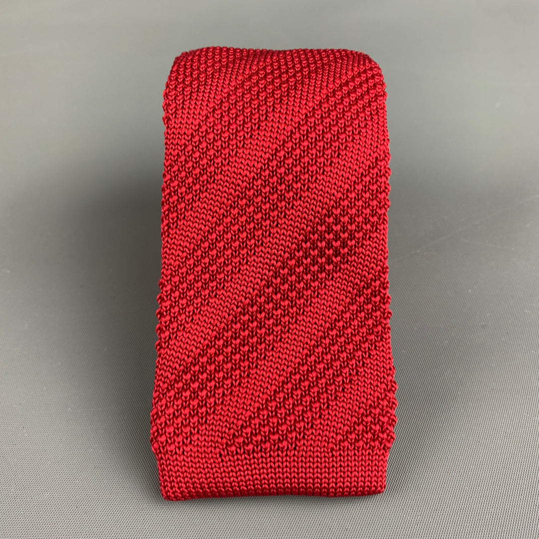 TED BAKER Red Knitted Polyester Tie