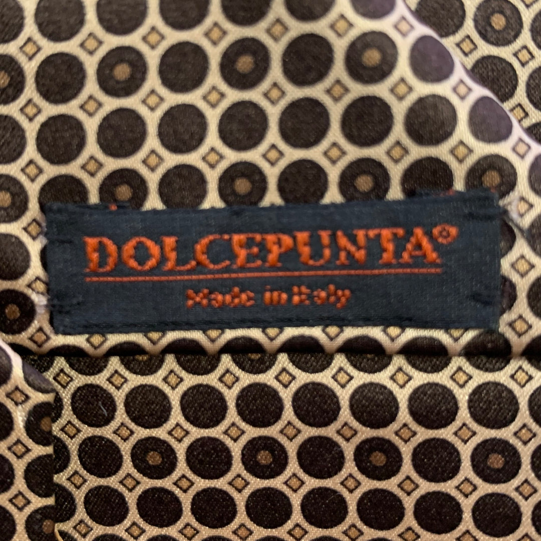 DOLCEPUNTA Brown Gold Polka Dot Foulard Silk Tie