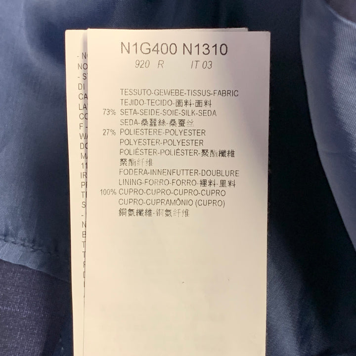 EMPORIO ARMANI Size 34 Regular Metallic Blue Silk Blend Shantung Sport Coat