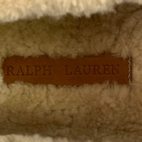 RALPH LAUREN Size 10.5 Yarmond Brown Cream Herringbone Wool Moccasin Loafers