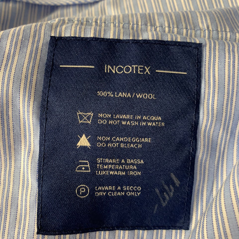 INCOTEX Size 38 Grey Black Grid Wool Cuffed Dress Pants