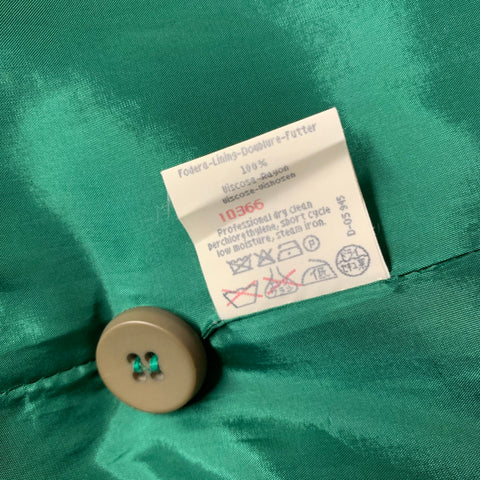 BYBLOS Taille S Costume Pantalon Vert en Mélange de Laine à Revers Crantés