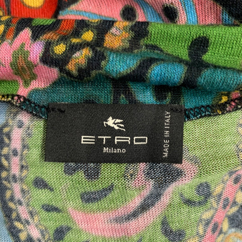ETRO Size S Multi Color Viscose Blend Paisley Draped Neck Casual Top