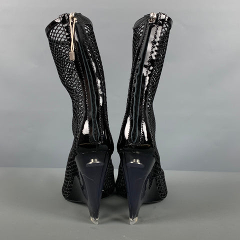 ALAIA Talla 7 Botas de cuña transparentes negras