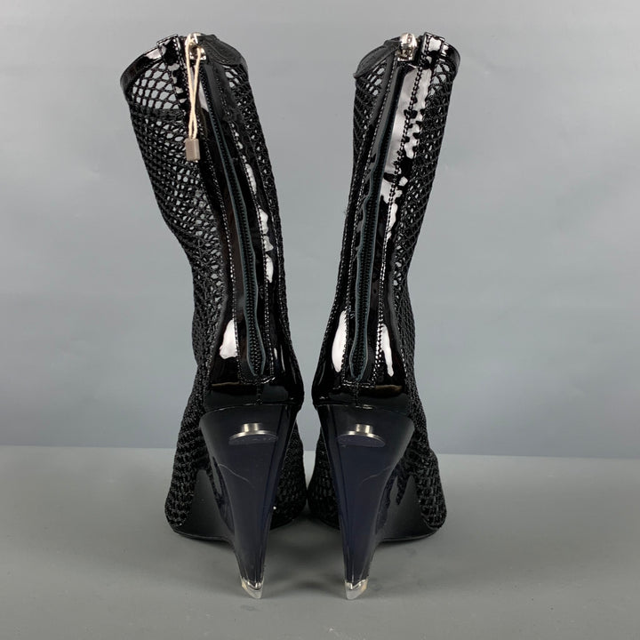 ALAIA Size 7 Black Clear Wedge Boots