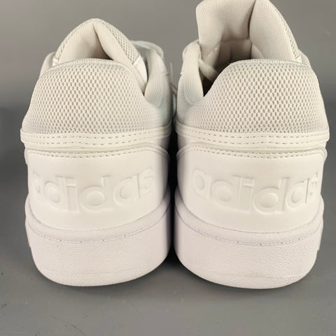 ADIDAS Size 9.5 White Leather Lace-Up Sneakers