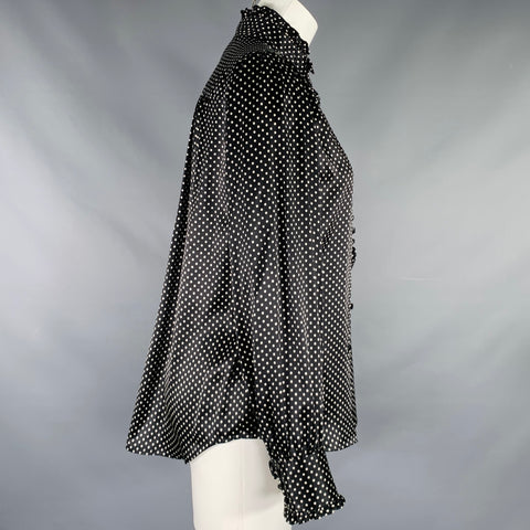 MARC JACOBS Spring 2020 Size 6 Black White Silk Polka Dot Ruffle Blouse