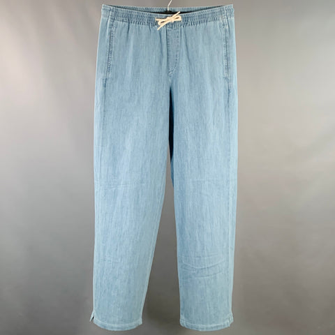 A.P.C. Size L Blue Cotton Tapered Drawstring Casual Pants