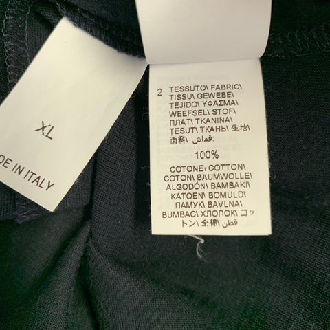 BRUNELLO CUCINELLI Size XL Black Grey Silk Cotton Crew Neck T-shirt