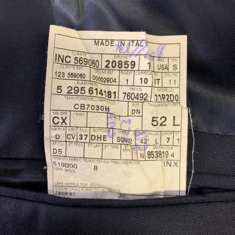 DUNHILL Size 42 Long Black Wool Notch Lapel Sport Coat