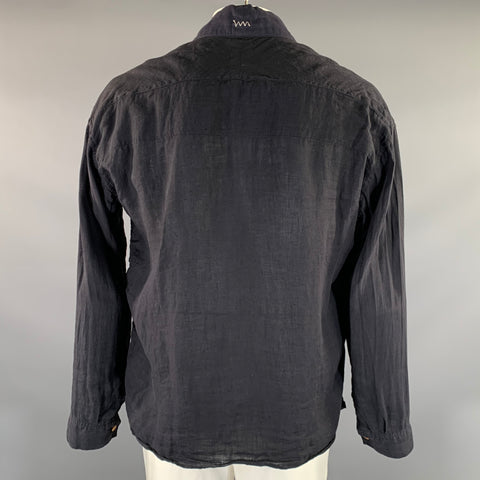 VISVIM Size XL Black Linen Long Sleeve Shirt