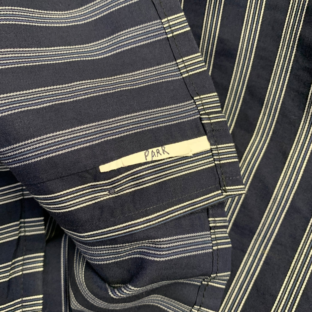 DOLCE & GABBANA Size S Navy White Stripe Cotton One Pocket Long Sleeve Shirt