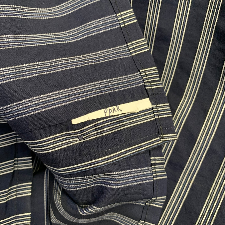 DOLCE & GABBANA Size S Navy White Stripe Cotton One Pocket Long Sleeve Shirt