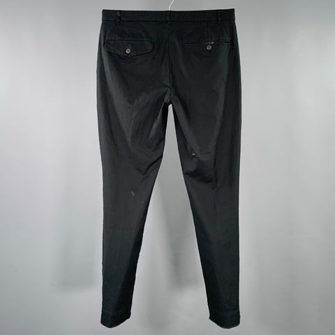 ATM Size 32 Black Cotton Blend Flat Front Casual Pants