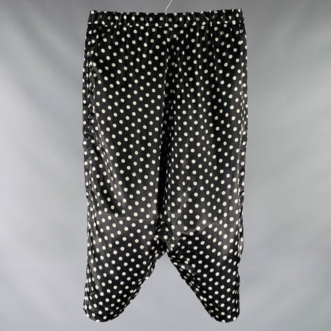Pantalon décontracté COMME des GARÇONS taille S, noir et blanc à pois, en polyester