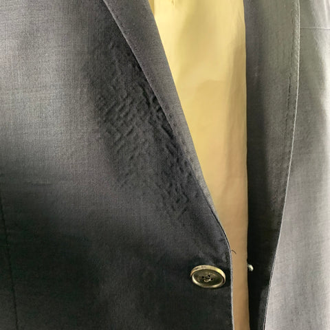 SALVATORE FERRAGAMO Size 44 Navy Plaid Wool Blend Notch Lapel Sport Coat