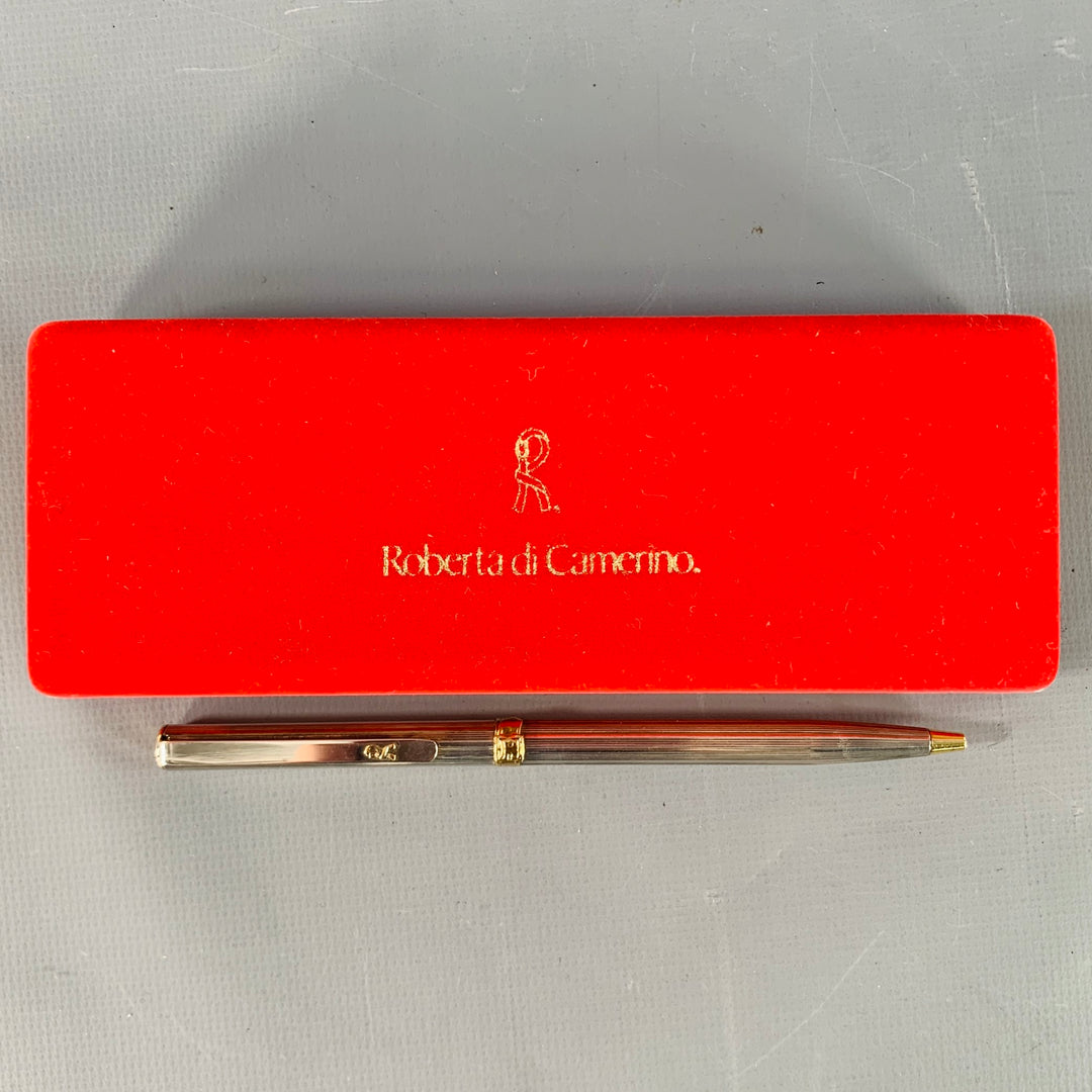ROBERTA DI CAMERINO Vintage Silver Gold Tone Ball Point Pen