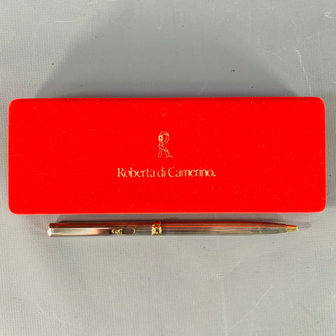 ROBERTA DI CAMERINO Vintage Silver Gold Tone Ball Point Pen