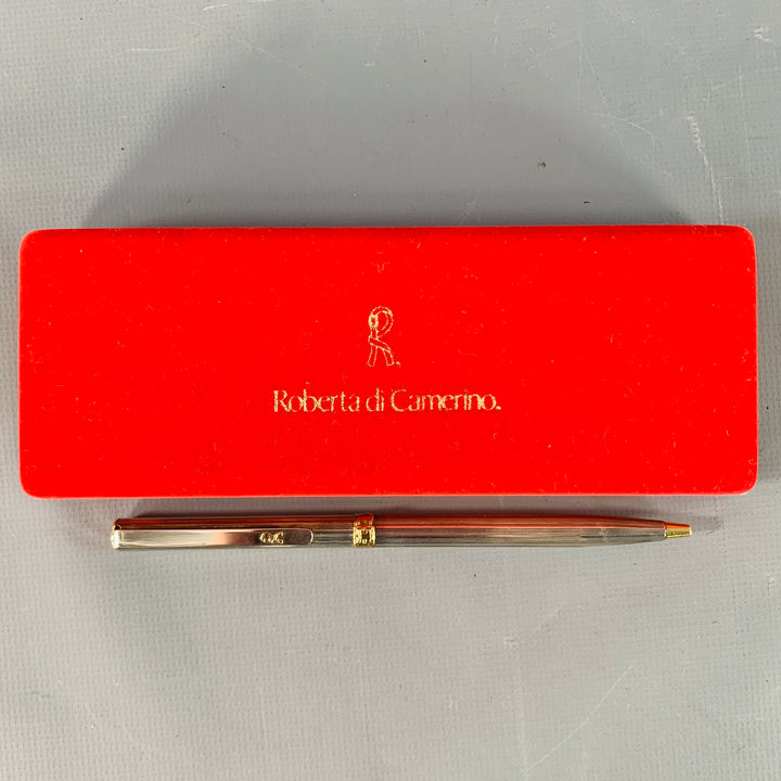 ROBERTA DI CAMERINO Vintage Silver Gold Tone Ball Point Pen