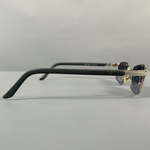 EMPORIO ARMANI Grey Silver Acetate Metal Rectangle Sunglasses