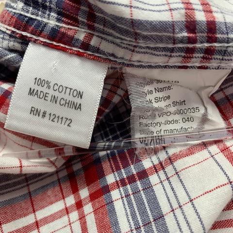TWENTY FOUR STANDARD Size M White Red Black Plaid Cotton Long Sleeve Shirt