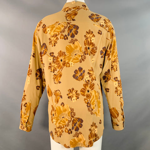 Chemise à manches longues oversize AMI by ALEXANDRE MATTIUSSI Taille M Marron fauve à motifs floraux et une poche