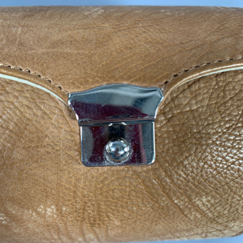 VINTAGE Tan Silver Textured Watch case Leather Goods