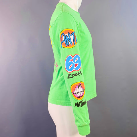 CHROME HEARTS Taille S Records Sex T-shirt à manches longues en coton vert à motif