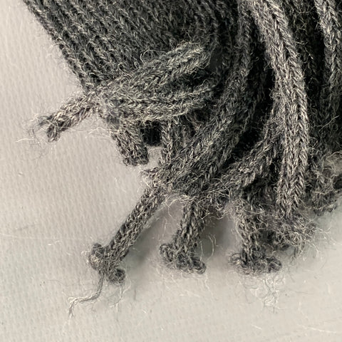 PAUL SMITH Grey Blue Embroidered Wool Knit Fringe Scarf