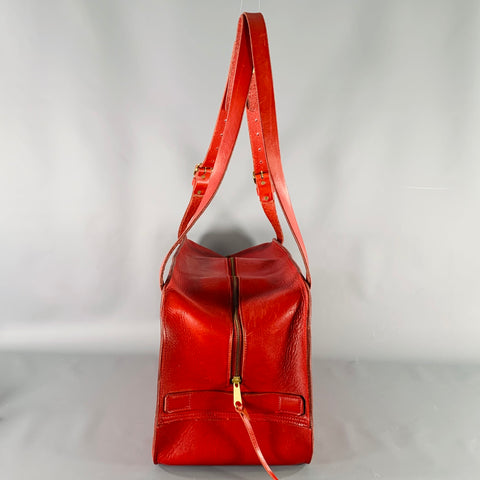 Sac week-end en cuir tanné végétal KIKA NY Small Exit, rouge