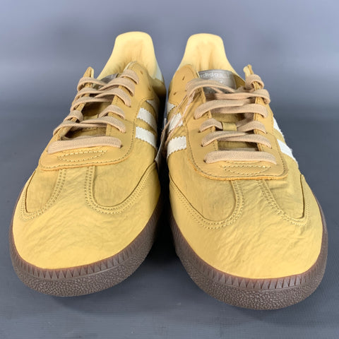 ADIDAS Size 11 Yellow White Brown Stripe Nylon Runner Sneakers