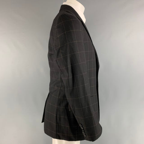 PAUL SMITH Size 40 Black Brown Window Pane Wool Cashmere Sport Coat